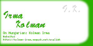 irma kolman business card